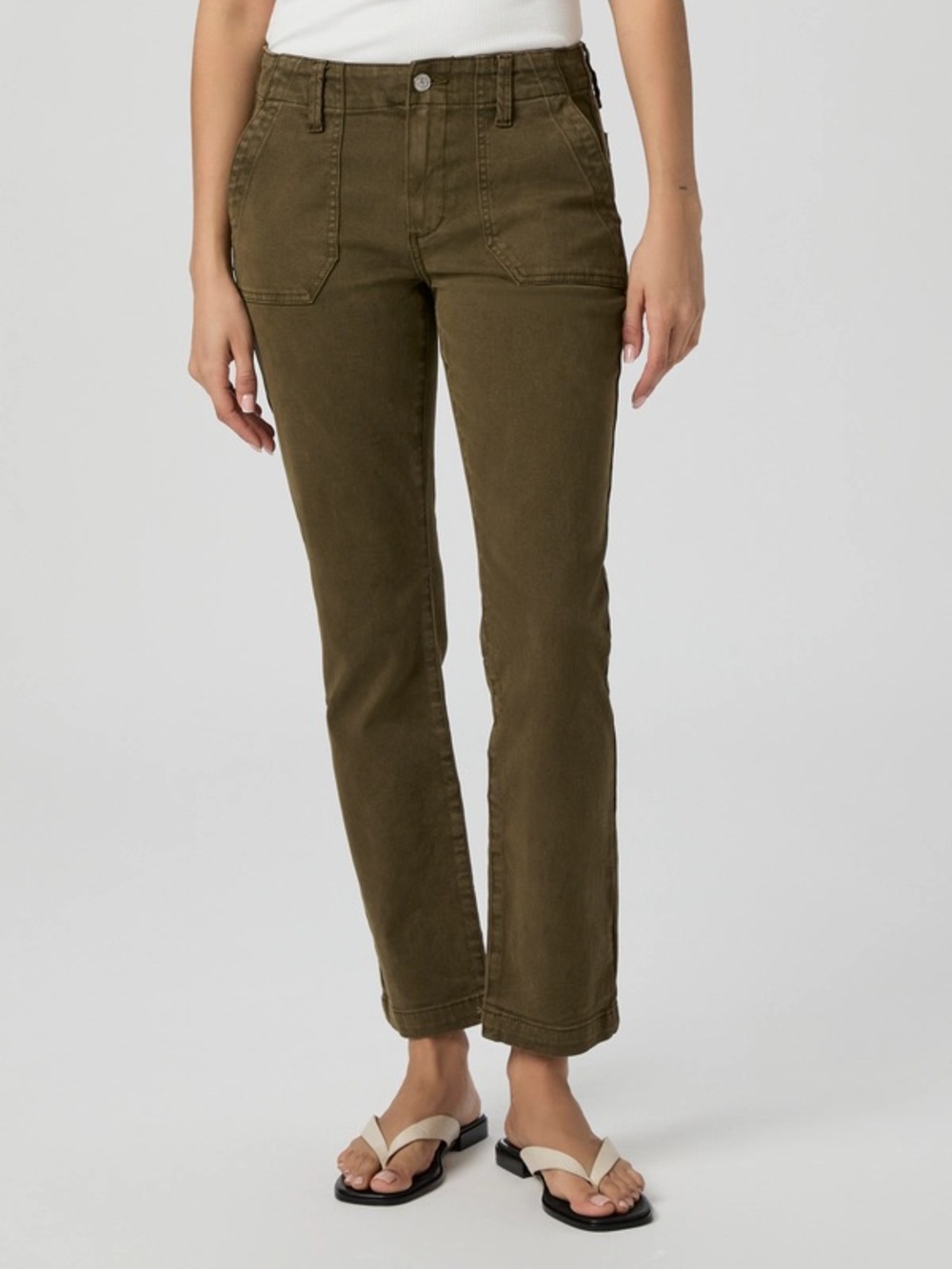 PAIGE Mayslie Straight Ankle Pant in Vintage Olive Meadow